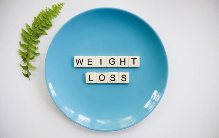 weight loss words on a plate
